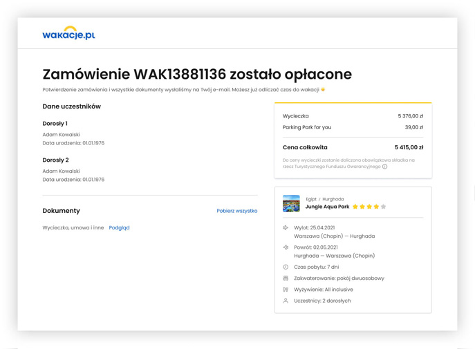 potwierdzenie zamówienia online