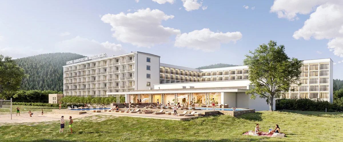 obiekt, teren hotelu, basen