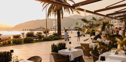 restauracja, plaża, góry