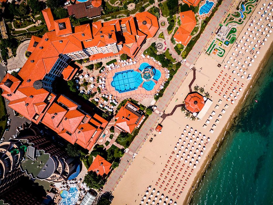 obiekt, teren hotelu, basen, plaża