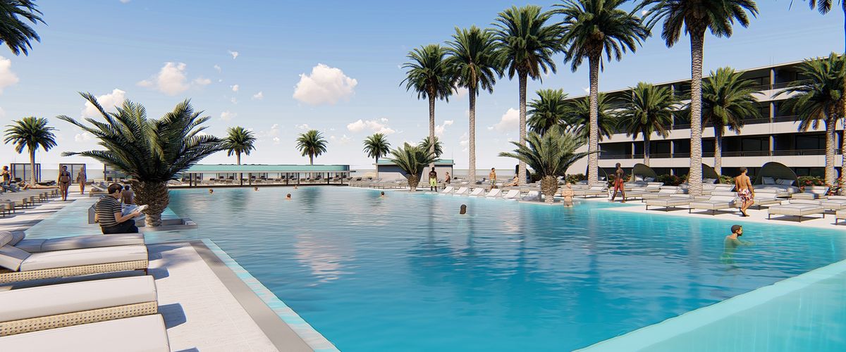 obiekt, teren hotelu, basen