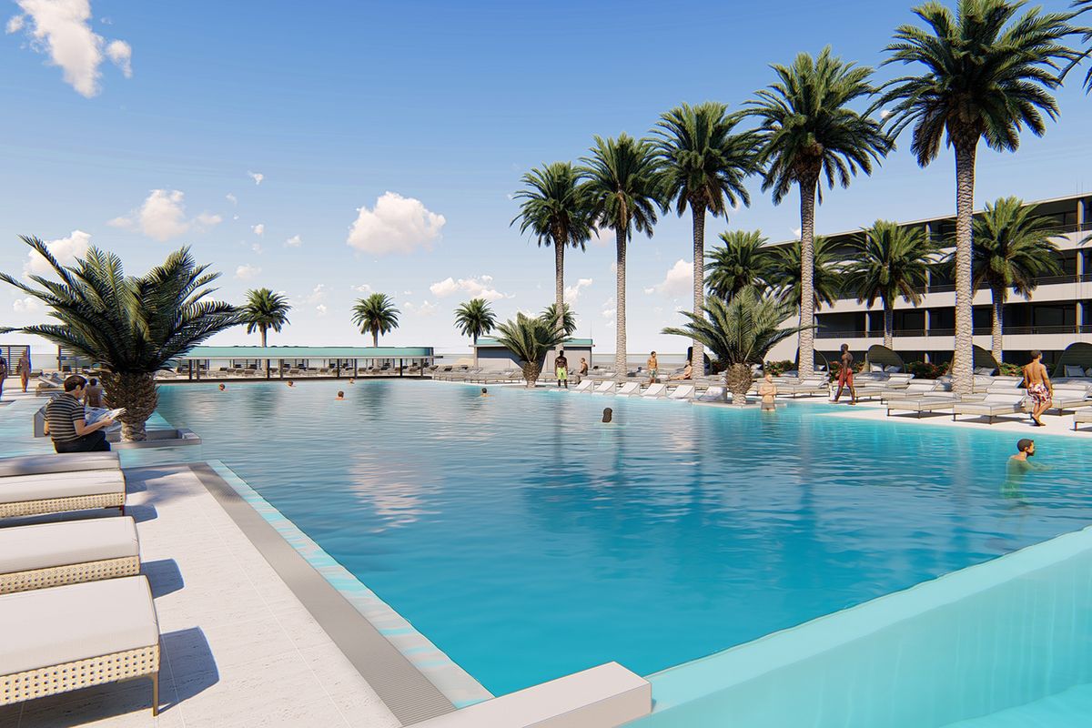 obiekt, teren hotelu, basen