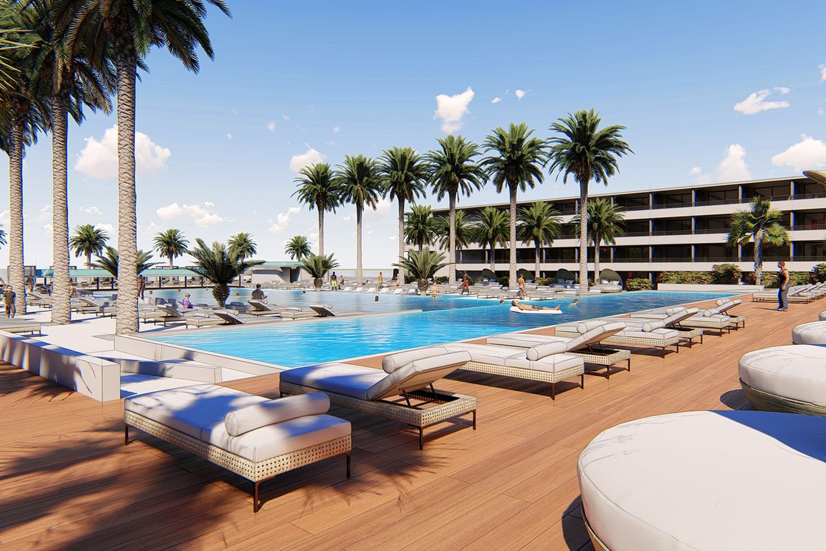 obiekt, teren hotelu, basen