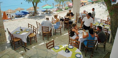 plaża, restauracja
