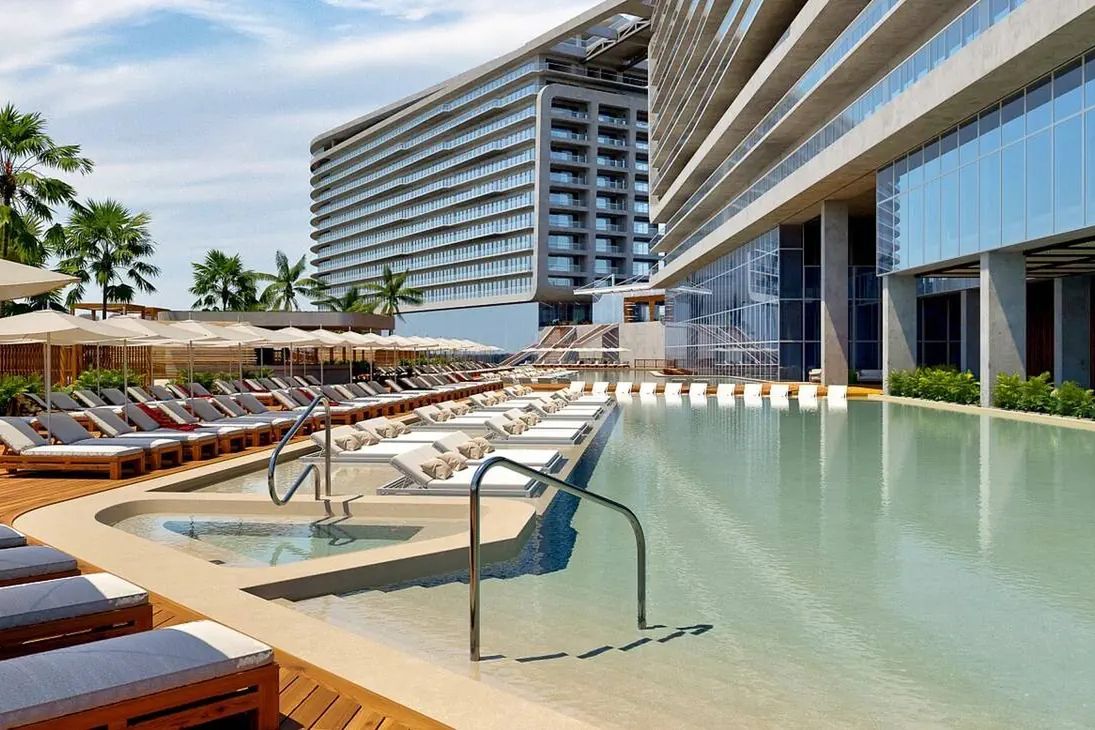obiekt, teren hotelu, basen