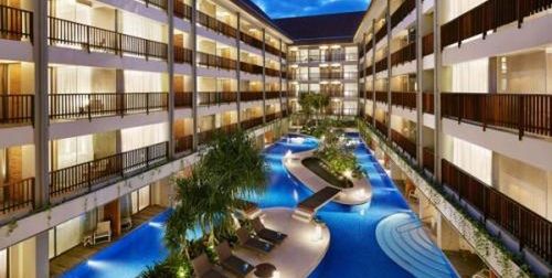 obiekt, teren hotelu, basen