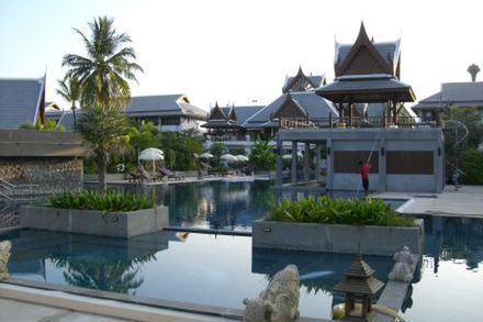 obiekt, teren hotelu, basen