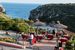 plaża, góry, restauracja