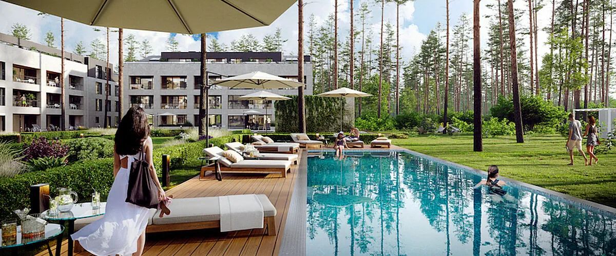 obiekt, teren hotelu, basen
