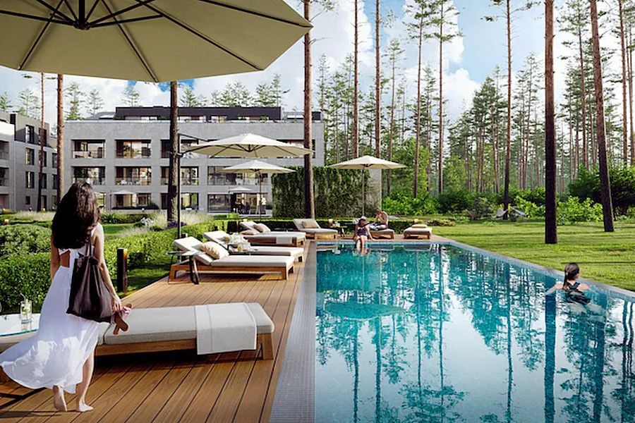 obiekt, teren hotelu, basen