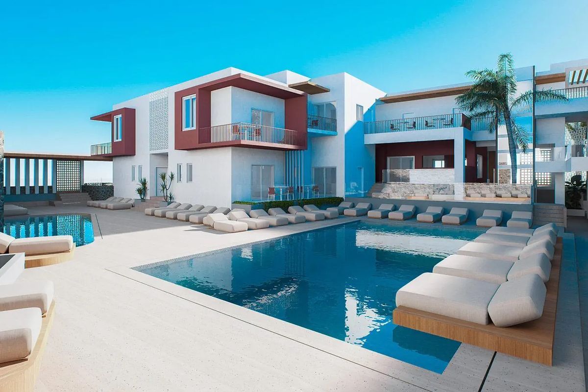 obiekt, teren hotelu, basen