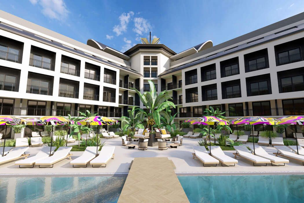obiekt, teren hotelu, basen
