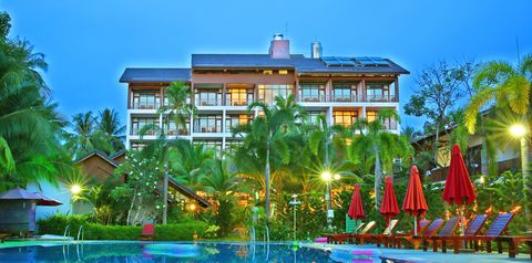 obiekt, teren hotelu, basen